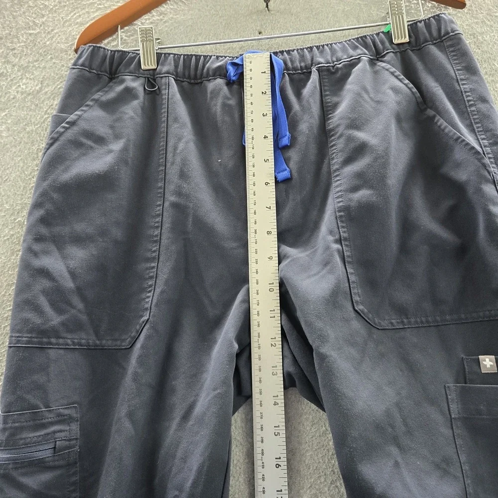 FIGS Men Scrub Pants Large Blue Cairo Cargo Pockets Drawstring 27